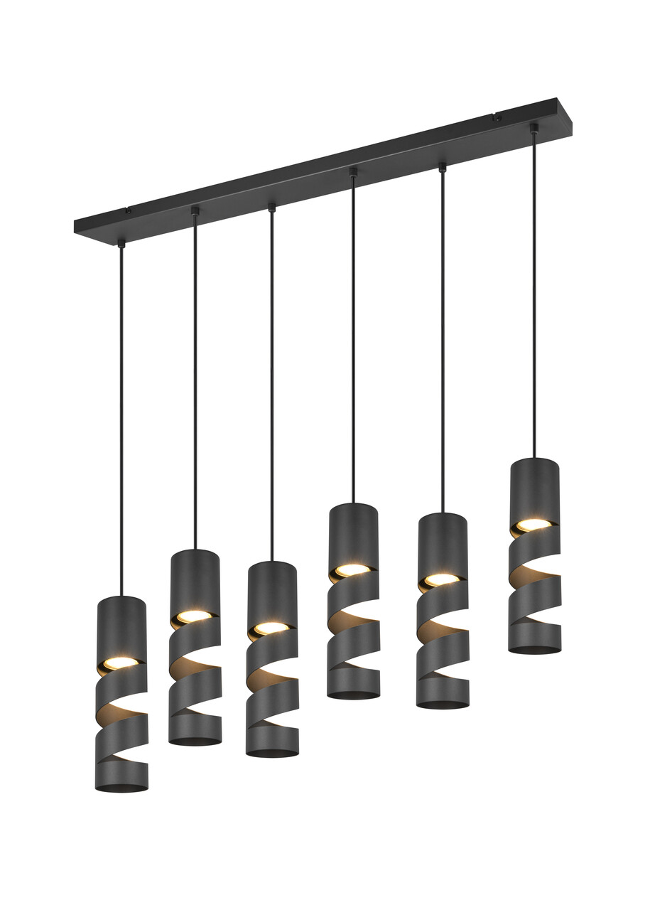 Lustra Stream, TRIO, 100x9x150 cm, 10W, 6x GU10, metal, negru mat - imagine 5